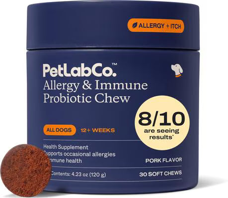 PetLabCo. Allergy & Immune Probiotic Pork Flavored Chew Supplement for Dogs, 30 count
