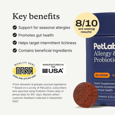 PetLabCo. Allergy & Immune Probiotic Pork Flavored Chew Supplement for Dogs, 30 count