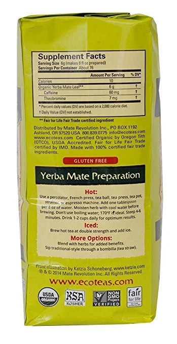 Organic Yerba Mate - Pure Leaf - Unsmoked - 1 LB Loose